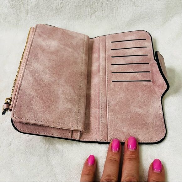 Disney Mickey Mouse Pink Multifunctional Check Book Wallet Zippered Coin - Picture 4 of 8